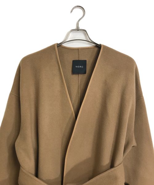 N.O.R.C（ノーク）N.O.R.C (ノーク) ウールリバーノーカラーコート ブラウン サイズ:2の古着・服飾アイテム