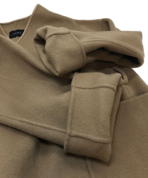 N.O.R.C（ノーク）N.O.R.C (ノーク) ウールリバーノーカラーコート ブラウン サイズ:2の古着・服飾アイテム