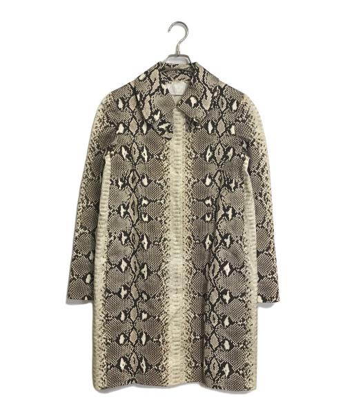 Chloe（クロエ）Chloe (クロエ) パイソン柄ステンカラーコート パイソンプリント　アウター　ライトアウター ベージュ×ブラウン サイズ:36の古着・服飾アイテム
