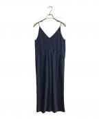 BACCAバッカ）の古着「ソフトサテンキャミソールワンピース　キャミドレス　ロングワンピース　日本製」｜ネイビー