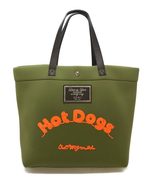 A.D.M.J.（エーディーエムジェイ）A.D.M.J. (エーディーエムジェイ) マジックライト コード刺しゅう トートバッグ グリーン サイズ:実寸参照の古着・服飾アイテム