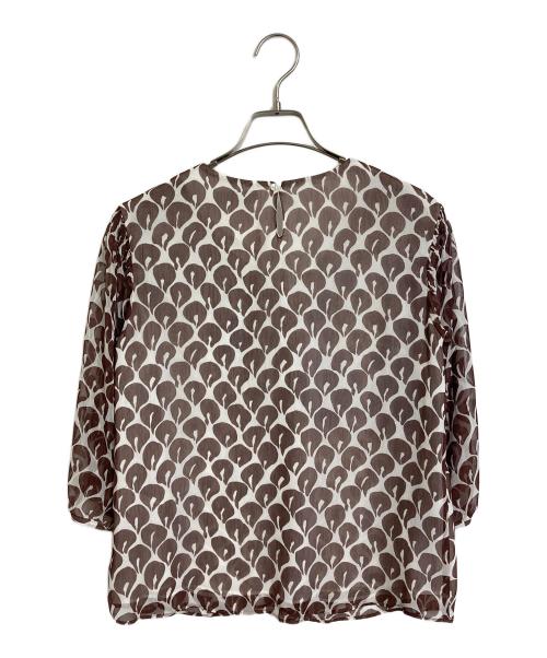 ReFLEcT（リフレクト）ReFLEcT (リフレクト) 涼やかプリントブラウス　総柄ブラウス ブラウン サイズ:5 未使用品の古着・服飾アイテム