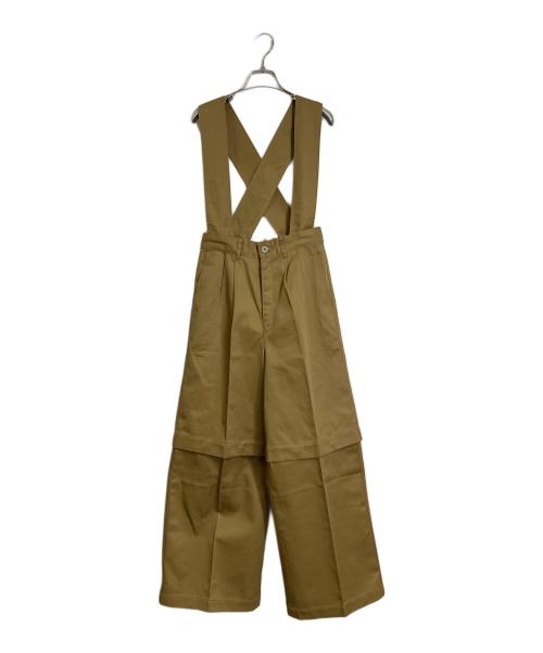 Adam et Rope（アダム エ ロペ）Adam et Rope (アダム エ ロペ) Dickies (ディッキーズ) 4WAY サスペンダーパンツ　ワイドパンツ　センタープレスパンツ ベージュ サイズ:36の古着・服飾アイテム