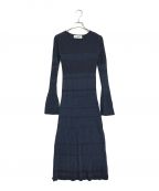 CHAROLシャロル）の古着「カットソーワンピース　ボーダーワンピース　ロングワンピース　マキシワンピース」｜ネイビー