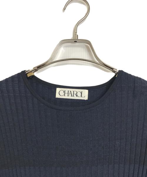 CHAROL（シャロル）CHAROL (シャロル) カットソーワンピース　ボーダーワンピース　ロングワンピース　マキシワンピース ネイビー サイズ:FREEの古着・服飾アイテム