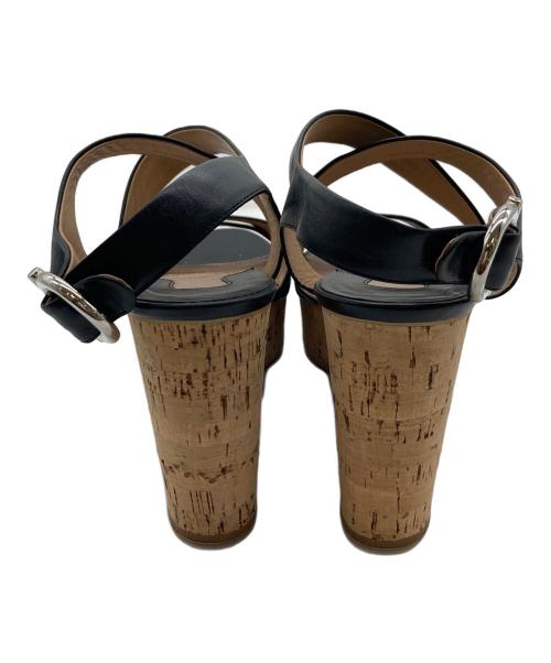 Salvatore Ferragamo（サルヴァトーレ フェラガモ）Salvatore Ferragamo (サルヴァトーレ フェラガモ) ウェッジソールサンダル ブラック サイズ:７　1/2の古着・服飾アイテム