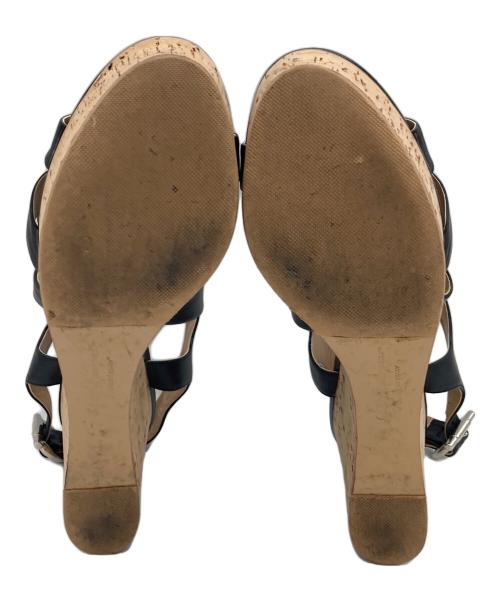 Salvatore Ferragamo（サルヴァトーレ フェラガモ）Salvatore Ferragamo (サルヴァトーレ フェラガモ) ウェッジソールサンダル ブラック サイズ:７　1/2の古着・服飾アイテム