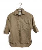MADISON BLUEマディソンブルー）の古着「J.BRADLEY CUFF SHIRT  5分丈シャツ　コットンリネンシャツ　日本製」｜ベージュ