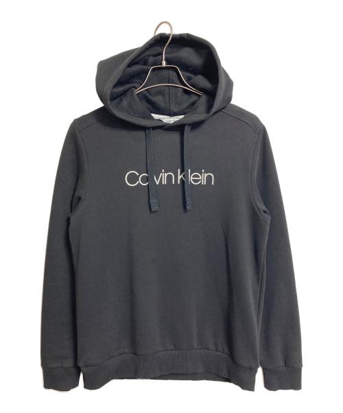 Calvin Klein（カルバンクライン）Calvin Klein (カルバンクライン) プルオーバーパーカー　ロゴプリントパーカー　フーディ ブラック サイズ:Sの古着・服飾アイテム