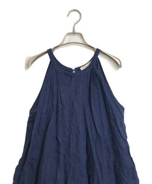 Missing you already（ミッシングユーオールレディ）Missing You Already (ミッシングユーオールレディ) LINEN TWO-WAY DRESS インディゴ サイズ:実寸参照の古着・服飾アイテム
