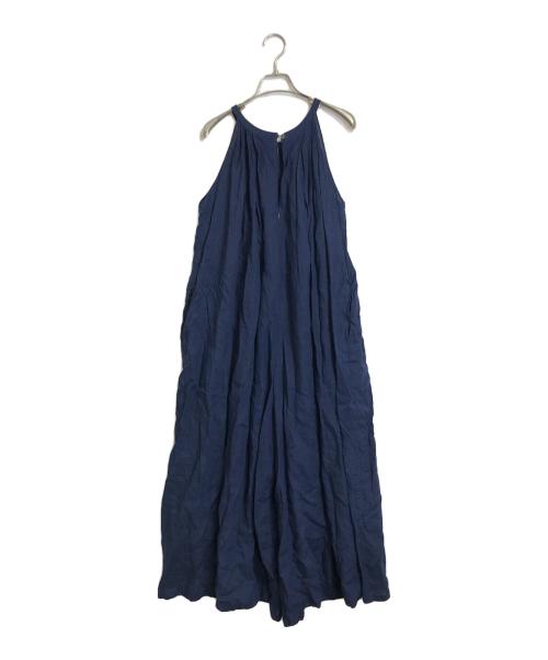 Missing you already（ミッシングユーオールレディ）Missing You Already (ミッシングユーオールレディ) LINEN TWO-WAY DRESS インディゴ サイズ:実寸参照の古着・服飾アイテム