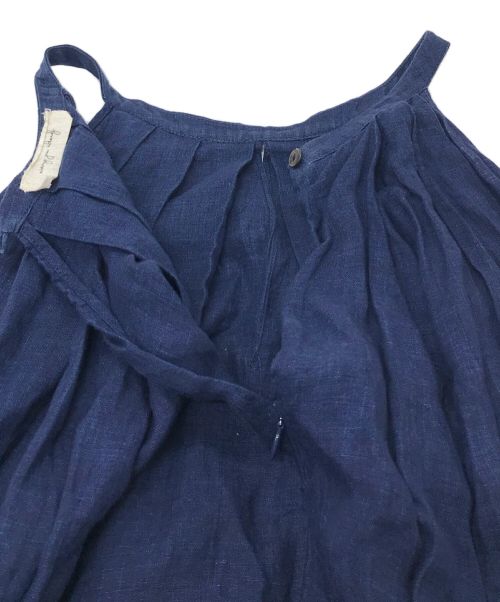 Missing you already（ミッシングユーオールレディ）Missing You Already (ミッシングユーオールレディ) LINEN TWO-WAY DRESS インディゴ サイズ:実寸参照の古着・服飾アイテム