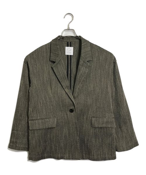 crewre（クルー）crewre (クルー) ツイーディヘリンボンジャケット　ライトアウター ベージュ×ブラウン サイズ:2の古着・服飾アイテム