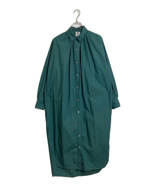 L'AVENTURE martinique（ラヴァチュール マルティニーク）L'AVENTURE martinique (ラヴァチュール マルティニーク) シャツワンピース　ゆったりシルエット グリーン サイズ:実寸参照の古着・服飾アイテム