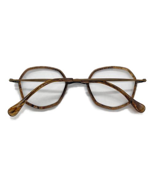 less than human（レスザンヒューマン）LESS THAN HUMAN (レスザンヒューマン) ヘプタゴンシェイプ伊達眼鏡　大正ロマン ブラウン サイズ:46□23-147の古着・服飾アイテム