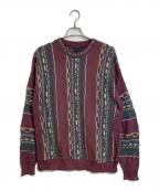 American Priorityアメリカンプライオリティ）の古着「3Dニット　コットンニット　USA製」｜パープル