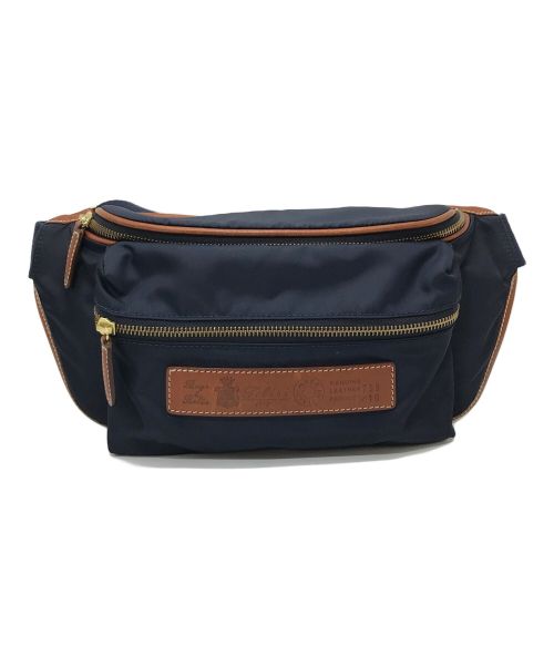 Felisi（フェリージ）Felisi (フェリージ) ナイロンボディバッグ　イタリア製 ネイビー×ブラウン サイズ:実寸参照の古着・服飾アイテム