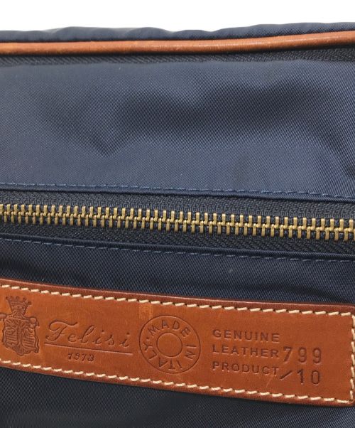 Felisi（フェリージ）Felisi (フェリージ) ナイロンボディバッグ　イタリア製 ネイビー×ブラウン サイズ:実寸参照の古着・服飾アイテム