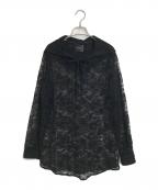 taiga igariタイガイガリ）の古着「Velvet Lace Hoodie　ベルベットレースパーカー　ベロアレースパーカー」｜ブラック