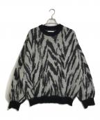 MAISON SPECIALメゾンスペシャル）の古着「ゼブラプライムオーバークルーネックモヘアニットプルオーバー」｜ブラック×グレー
