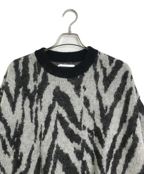 MAISON SPECIAL（メゾンスペシャル）MAISON SPECIAL (メゾンスペシャル) ゼブラプライムオーバークルーネックモヘアニットプルオーバー ブラック×グレー サイズ:2の古着・服飾アイテム