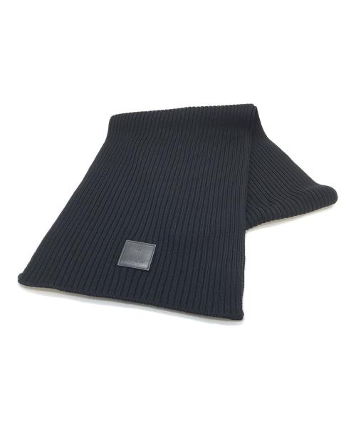 GIVENCHY（ジバンシィ）GIVENCHY (ジバンシィ) レザータグリブマフラー　イタリア製 ブラック サイズ:実寸参照の古着・服飾アイテム