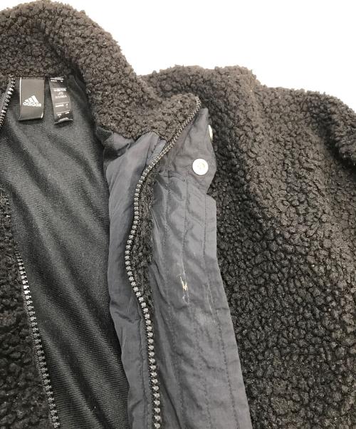 adidas（アディダス）adidas (アディダス) ビッグシルエット ボアジャケット ブラック サイズ:Sの古着・服飾アイテム