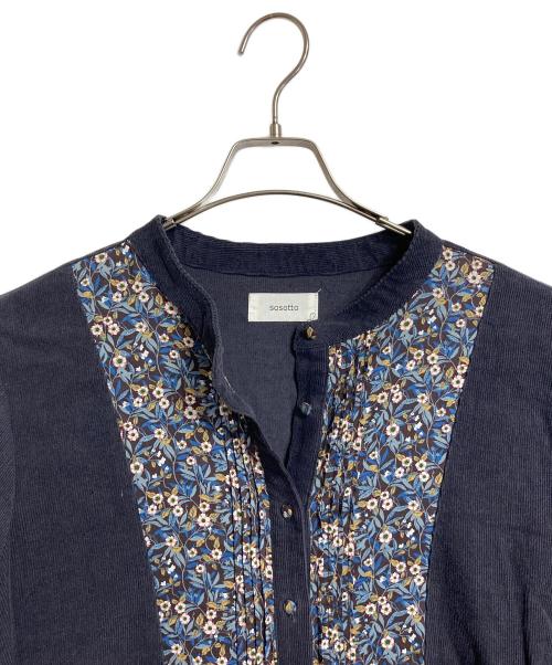 sosotto（ソソット）sosotto (ソソット) リバティコーデュロイワンピース　ロングワンピース　長袖ワンピース パープル サイズ:実寸参照の古着・服飾アイテム