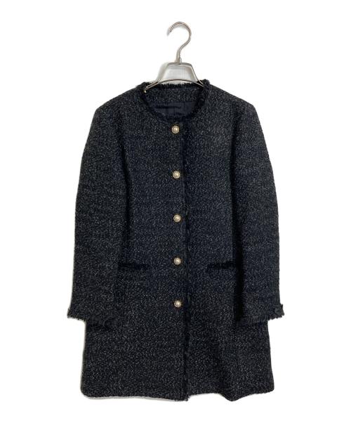 Loulou Willoughby（ルルウィルビー）Loulou Willoughby (ルルウィルビー) ツイードノーカラーコート ブラック サイズ:Sの古着・服飾アイテム