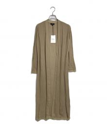 theory（セオリー）の古着「BEING SUB TRIM LNG CARDI ロングニット 長袖カーディガン　ロングカーディガン　レーヨン　未使用」｜ベージュ
