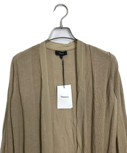 theory（セオリー）theory (セオリー) BEING SUB TRIM LNG CARDI ロングニット 長袖カーディガン　ロングカーディガン　レーヨン　未使用 ベージュ サイズ:Sの古着・服飾アイテム