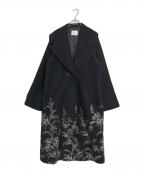 Ameriアメリ）の古着「EMBROIDERY BIG COLLAR COAT 刺繍コート」｜ブラック