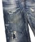 中古・古着 DSQUARED2 (ディースクエアード) ダメージペンキ加工デニムパンツ COOL GIRL JEAN　ボタンフライ　スキニー　レザーパッチ　ダメージジーンズ　デニムパンツ ブルー サイズ:34：5000円