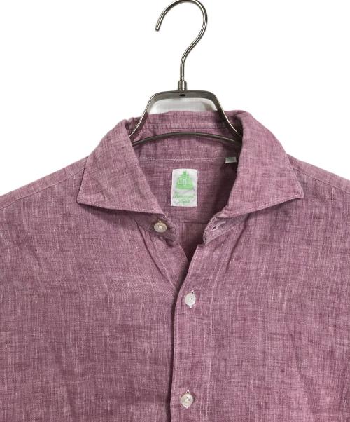 finamore（フィナモレ）Finamore (フィナモレ) リネンシャツ　長袖シャツ　麻　L/S Linen Shirt イタリア製 ピンク サイズ:SIZE 15 1/2 /39の古着・服飾アイテム