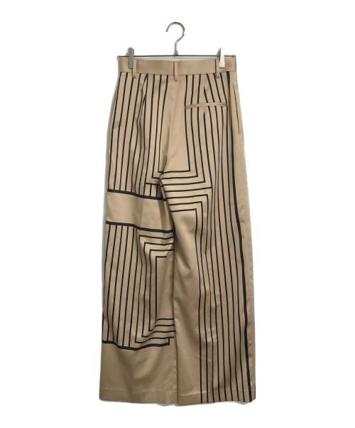 LE CIEL BLEU（ルシェルブルー）LE CIEL BLEU (ルシェルブルー) Geometrical Printed Pants ワイドパンツ ベージュ×ブラック サイズ:36の古着・服飾アイテム