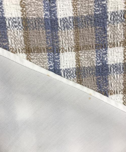 BLUE LABEL CRESTBRIDGE（ブルーレーベルクレストブリッジ）BLUE LABEL CRESTBRIDGE (ブルーレーベルクレストブリッジ) 切替ブラウス　長袖ブラウス　フレアブラウス　トップス ベージュ×ホワイト サイズ:36の古着・服飾アイテム