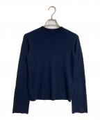 DEUXIEME CLASSEドゥーズィエム クラス）の古着「BOND RIB プルオーバー  ニット　ウールニット　長袖ニット　日本製」｜ネイビー