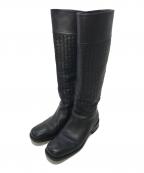 BOTTEGA VENETAボッテガベネタ）の古着「イントレチャートロングブーツ」｜ブラック