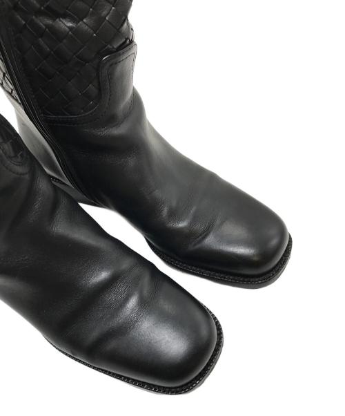 BOTTEGA VENETA（ボッテガベネタ）BOTTEGA VENETA (ボッテガベネタ) イントレチャートロングブーツ ブラック サイズ:36の古着・服飾アイテム