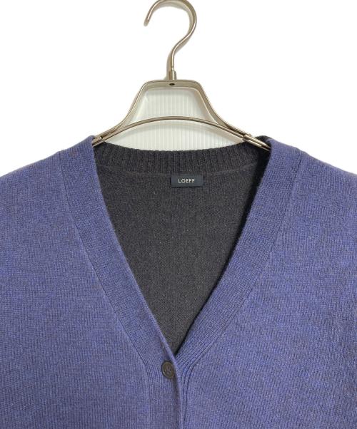 LOEFF（ロエフ）LOEFF (ロエフ) YAK/W コンビネーション カーディガン　ヤク　ウールニットカーディガン パープル×ブラック サイズ:実寸参照の古着・服飾アイテム