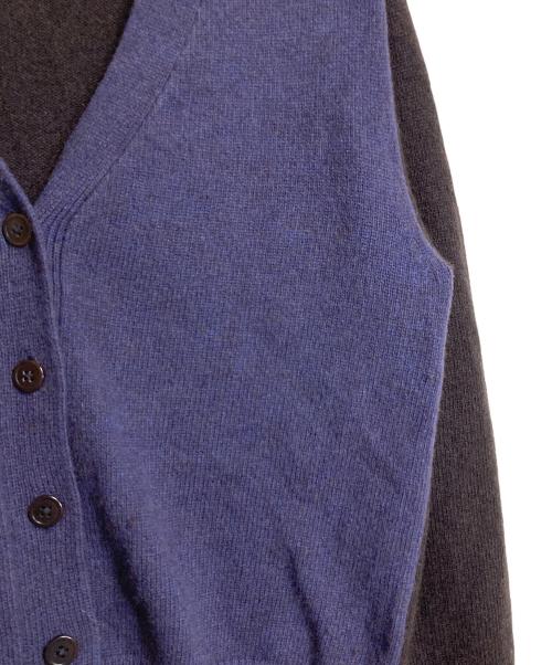 LOEFF（ロエフ）LOEFF (ロエフ) YAK/W コンビネーション カーディガン　ヤク　ウールニットカーディガン パープル×ブラック サイズ:実寸参照の古着・服飾アイテム