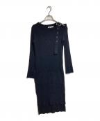 UN3D.アンスリード）の古着「サイドスリットニットワンピース　ロングワンピース　デザインワンピース」｜ブラック