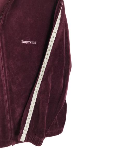 SUPREME（シュプリーム）Supreme (シュプリーム) studded velour track jacket　ベロアトラックジャケット　ジャージ　サイドライン　スタッズ　22FW パープル サイズ:Sの古着・服飾アイテム