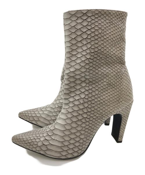 YELLO（イエロ）YELLO (イエロー) パイソンショートブーツ グレー サイズ:Lの古着・服飾アイテム