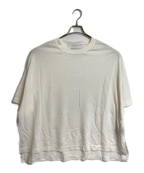 COGTHEBIGSMOKE（コグザビッグスモーク）COGTHEBIGSMOKE (コグザビッグスモーク) ワイドカットソー　半袖カットソー　Tシャツ　オーバーサイズ　日本製 ホワイト サイズ:実寸参照の古着・服飾アイテム