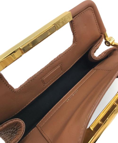 DEMELLIER LONDON（デメリエーロンドン）DEMELLIER LONDON (デメリエーロンドン) Mini Seville クラッチバッグ ブラウン サイズ:実寸参照の古着・服飾アイテム