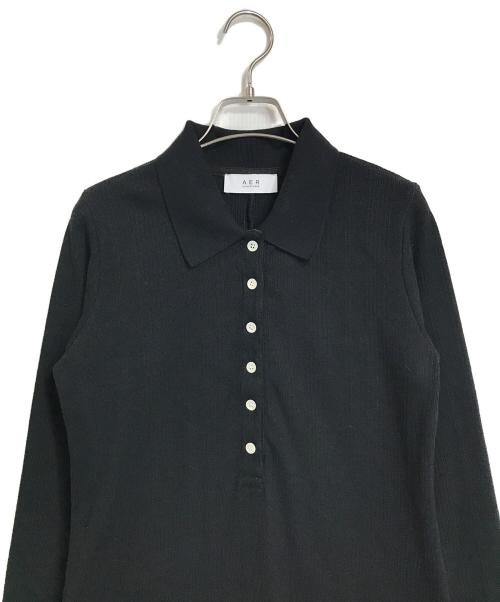 Adam et Rope（アダム エ ロペ）Adam et Rope (アダム エ ロペ) ポロシャツワンピース マキシワンピース ロングワンピース 長袖ワンピース  ブラック サイズ:Fの古着・服飾アイテム