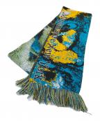 MONTMARTRE NEW YORKモンマルトル ニューヨーク）の古着「I Saw You Last Season Scarf マフラー　ロングマフラー　総柄　蝶」｜イエロー×ブルー