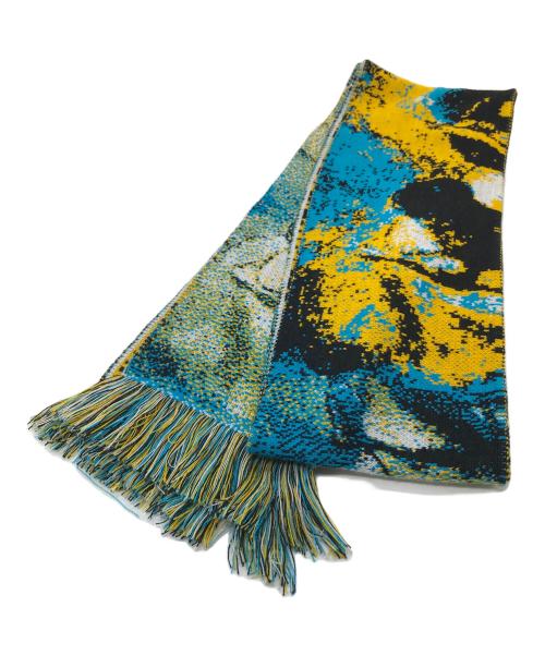 MONTMARTRE NEW YORK（モンマルトル ニューヨーク）montmartre new york (モンマルトル ニューヨーク) I Saw You Last Season Scarf マフラー　ロングマフラー　総柄　蝶 イエロー×ブルー サイズ:実寸参照の古着・服飾アイテム