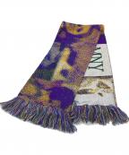MONTMARTRE NEW YORKモンマルトル ニューヨーク）の古着「Sanity Scarf マフラー　ロングマフラー　総柄」｜パープル×イエロー